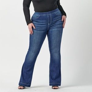 Cello Plus Pull On Flare Jeans in Dark Wash 33.5” inseam